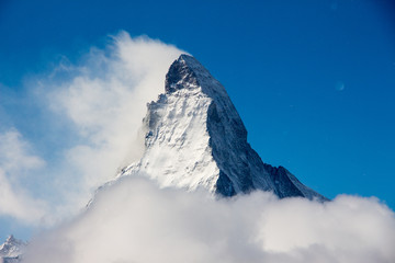 Zermatt Matterhorn view mountain winter snow landscape clouds