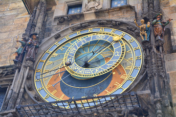 Fototapeta na wymiar Astronomical clock on town hall in the old town square in Prague