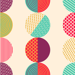 Abstract pattern seamless circles with various textures. Trendy  vector illustration.