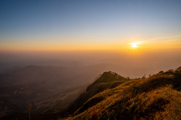 Landscape of Phu Lanka mountain forest park in Phayao province, Thailand.