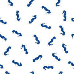 Seamless pattern blue Seahorse silhouette on white, vector eps 10