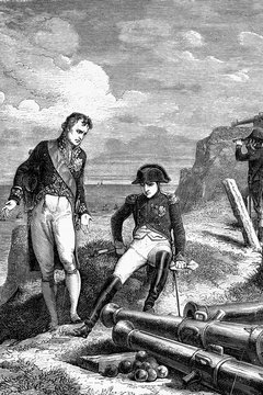 Admiral Denis Decrés Explains To Napoleon The Withdrawal Of The Villeneuve Squad To Cadiz. 1805. Napoleonic Wars. Antique Illustration. 1890.