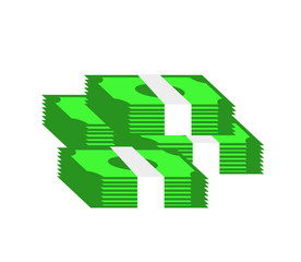 A stack of money on a white background. Vector illustration.