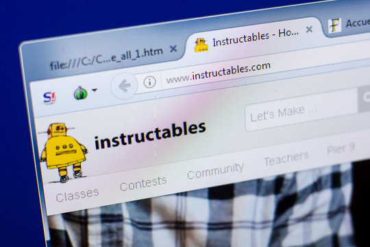 Ryazan, Russia - May 08, 2018: Instructables website on the display of PC, url - Instructables.com.