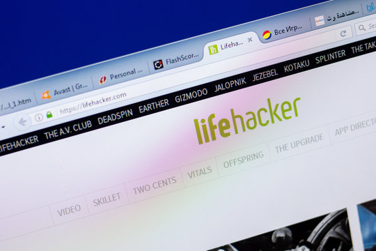Ryazan, Russia - May 08, 2018: Lifehacker website on the display of PC, url - Lifehacker.com.