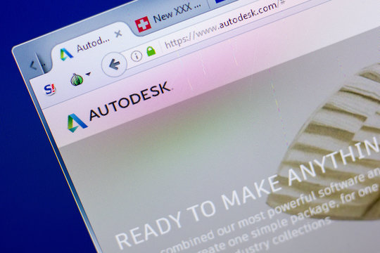 Ryazan, Russia - May 08, 2018: Autodesk website on the display of PC, url - Autodesk.com.