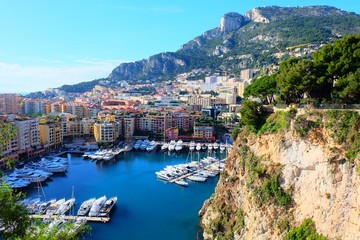 Fototapeta na wymiar Monaco, View from above to the harbor