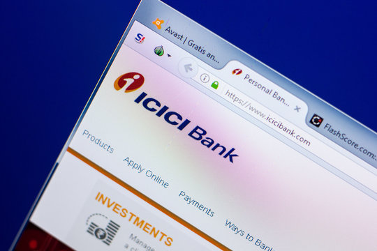 Ryazan, Russia - May 08, 2018: Icicibank website on the display of PC, url - Icicibank.com.