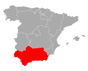 Karte von Andalusien in Spanien