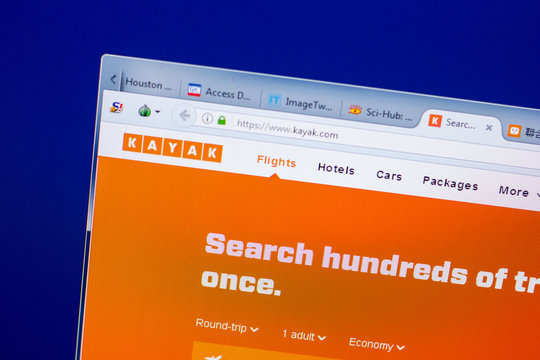 Ryazan, Russia - May 08, 2018: Kayak website on the display of PC, url - Kayak.com.
