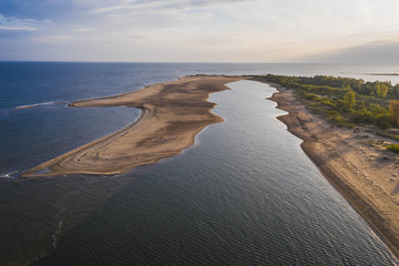 Aerial view to interesting coastline of baltic sea in Poland.