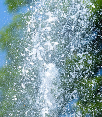 Water splashing from a fountain on summer nature