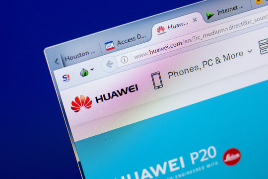 Ryazan, Russia - May 08, 2018: Huawei website on the display of PC, url - Huawei.com.