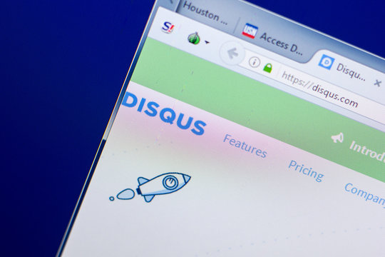 Ryazan, Russia - May 08, 2018: Disqus website on the display of PC, url - Disqus.com.