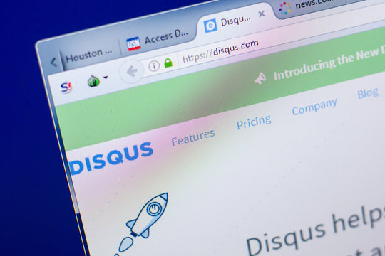 Ryazan, Russia - May 08, 2018: Disqus website on the display of PC, url - Disqus.com.