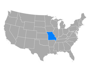Karte von Missouri in USA