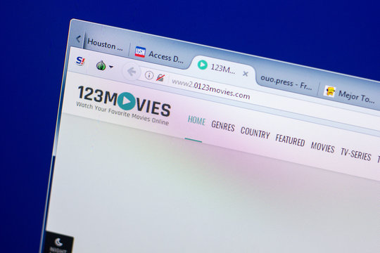 Ryazan, Russia - May 08, 2018: 0123movies website on the display of PC, url - 0123movies.com.