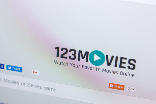 Ryazan, Russia - May 08, 2018: 0123movies website on the display of PC, url - 0123movies.com.