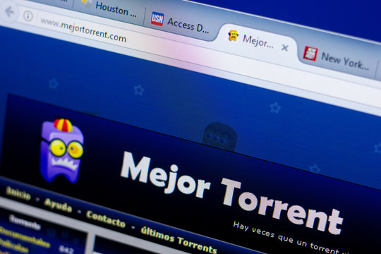 Ryazan, Russia - May 08, 2018: Mejor torrent website on the display of PC, url - Mejortorrent.com.