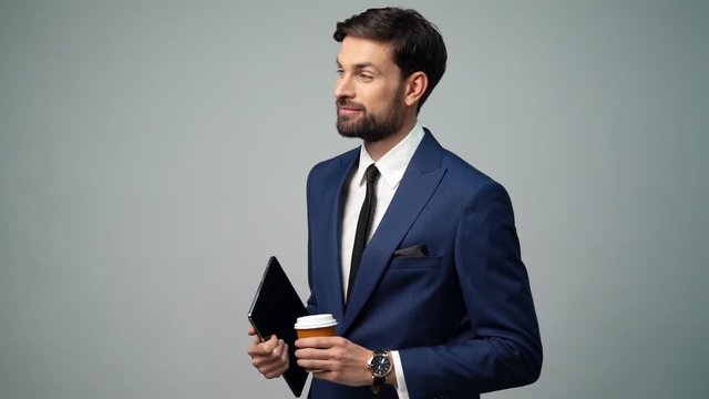 full hd video of young handsome stylish businessman - 4x slow motion