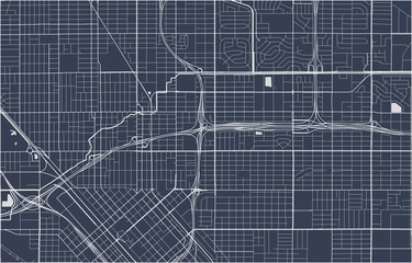 map of the city of Fresno, USA