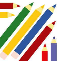 Set of Colorful Colored Pencils or Crayons with Brush Strokes Background in Back to School Title.