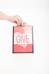 Give, Donate to charity box, australian money