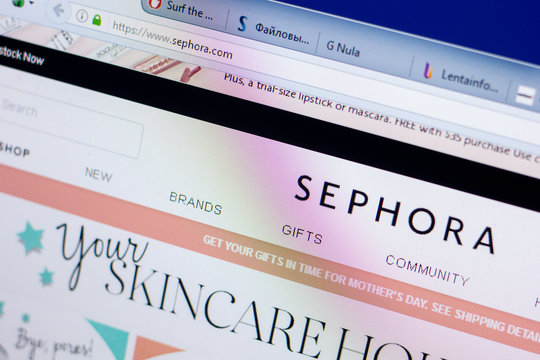 Ryazan, Russia - May 08, 2018: Sephora website on the display of PC, url - Sephora.com.