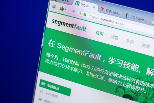 Ryazan, Russia - May 08, 2018: SegmentFault website on the display of PC, url - SegmentFault.com.
