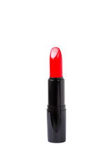 Red lipstick on white background isolated