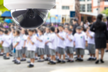 Security camera for prevent terrorism, crime, kidnap and bully for students in school.CCTV...