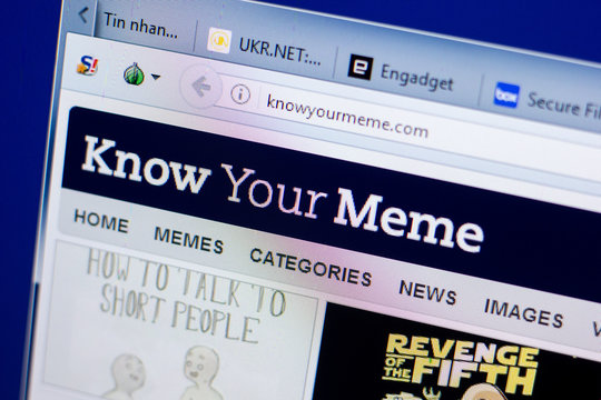 Ryazan, Russia - May 08, 2018: KnowYourMeme website on the display of PC, url - Knowyourmeme.com.