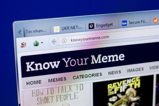 Ryazan, Russia - May 08, 2018: KnowYourMeme website on the display of PC, url - Knowyourmeme.com.