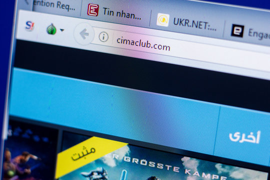 Ryazan, Russia - May 08, 2018: CimaClub website on the display of PC, url - CimaClub.com.