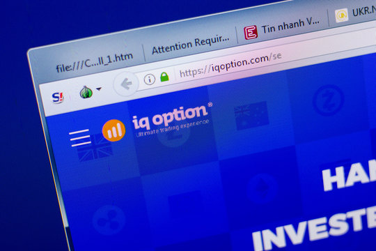 Ryazan, Russia - May 08, 2018: IqOption website on the display of PC, url - IqOption.com.