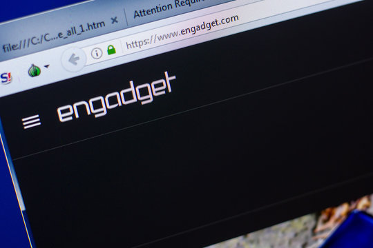 Ryazan, Russia - May 08, 2018: Engadget website on the display of PC, url - Engadget.com.