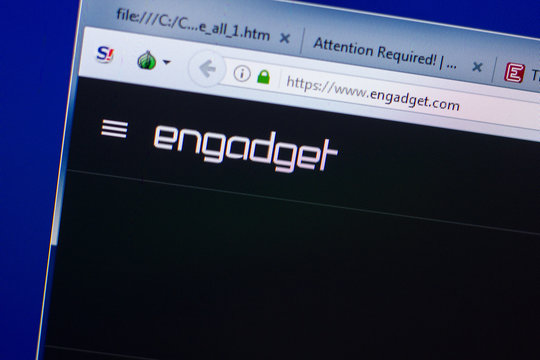 Ryazan, Russia - May 08, 2018: Engadget website on the display of PC, url - Engadget.com.