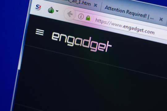 Ryazan, Russia - May 08, 2018: Engadget website on the display of PC, url - Engadget.com.