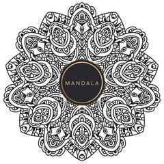 Black and white mandala vector isolated on white. Vector hand drawn circular decorative element.