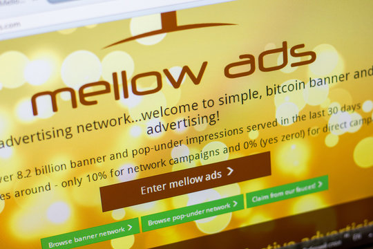 Ryazan, Russia - May 08, 2018: MellowAds website on the display of PC, url - MellowAds.com.