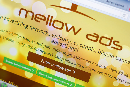 Ryazan, Russia - May 08, 2018: MellowAds website on the display of PC, url - MellowAds.com.