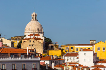Fototapeta premium Skyline of Lisbon with the dome of the National Pantheon seen from the Largo Portas do Sol lookout