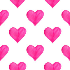  Seamless pattern Hearts watercolor illustration of Valentine's Day