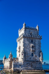 Fototapeta na wymiar Belem Tower a 16th-century fortification located in Lisbon