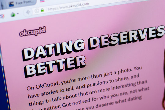 Ryazan, Russia - May 08, 2018: OKcupid website on the display of PC, url - OKcupid.com.