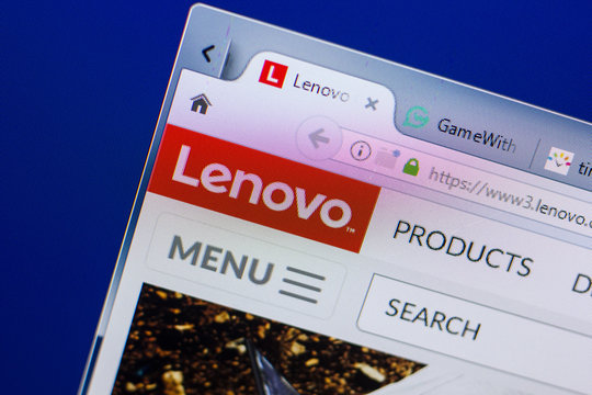 Ryazan, Russia - May 13, 2018: Lenovo website on the display of PC, url - Lenovo.com.