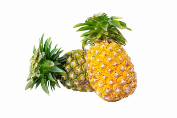 .Pineapple full size  piece collection set. .Set of pineapple Fruit food on white isolated .Clipping path.