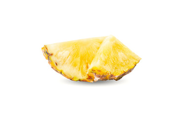 Pineapple full size sliced piece .Set of pineapple Fruit food on white isolated .Clipping path.