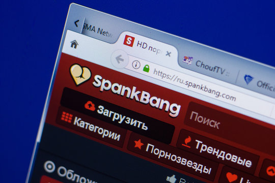 Ryazan, Russia - May 13, 2018: SpankBang website on the display of PC, url - SpankBang.com.