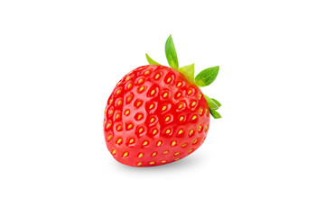 strawberry one piece .healthy fruit red strawberry on white background isolated.Collection. Clipping Path